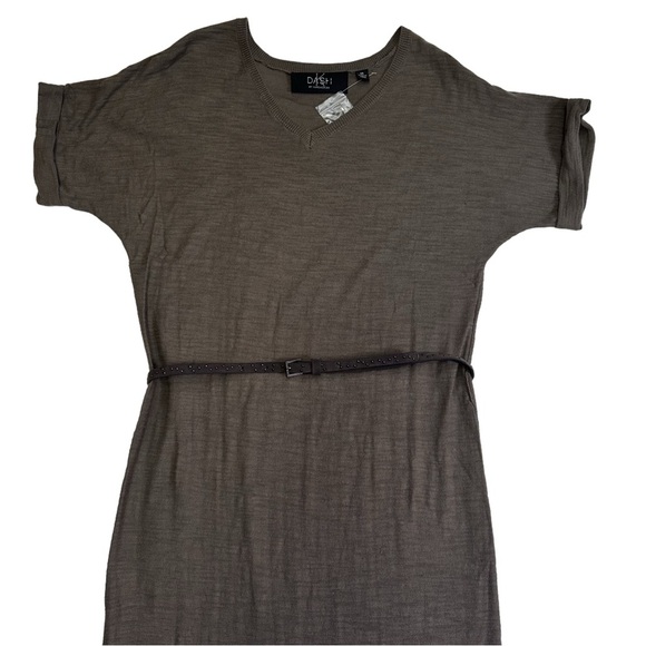 DASH by Kardashian Olive Green Maxi Dress Size XS V Neck Detachable Belt NWT - Picture 6 of 9